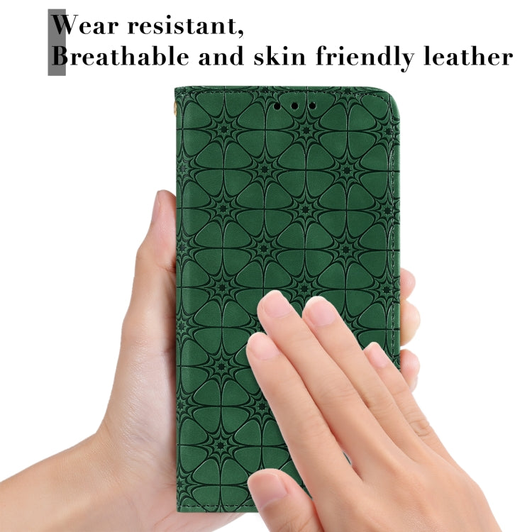 For Samsung Galaxy A02s (EU Version) Lucky Flowers Embossing Pattern Magnetic Horizontal Flip Leather Case with Holder & Card Slots