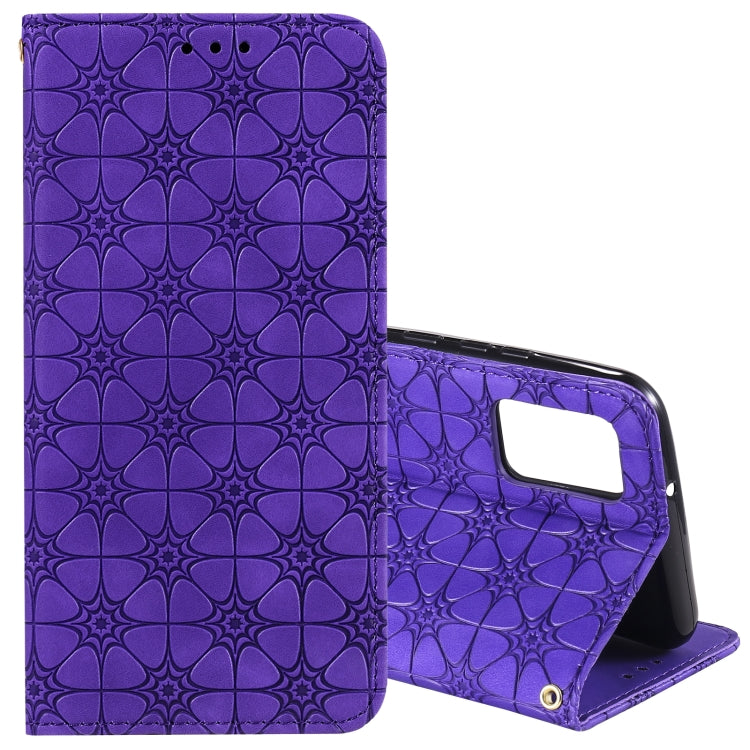 For Samsung Galaxy A02s (EU Version) Lucky Flowers Embossing Pattern Magnetic Horizontal Flip Leather Case with Holder & Card Slots