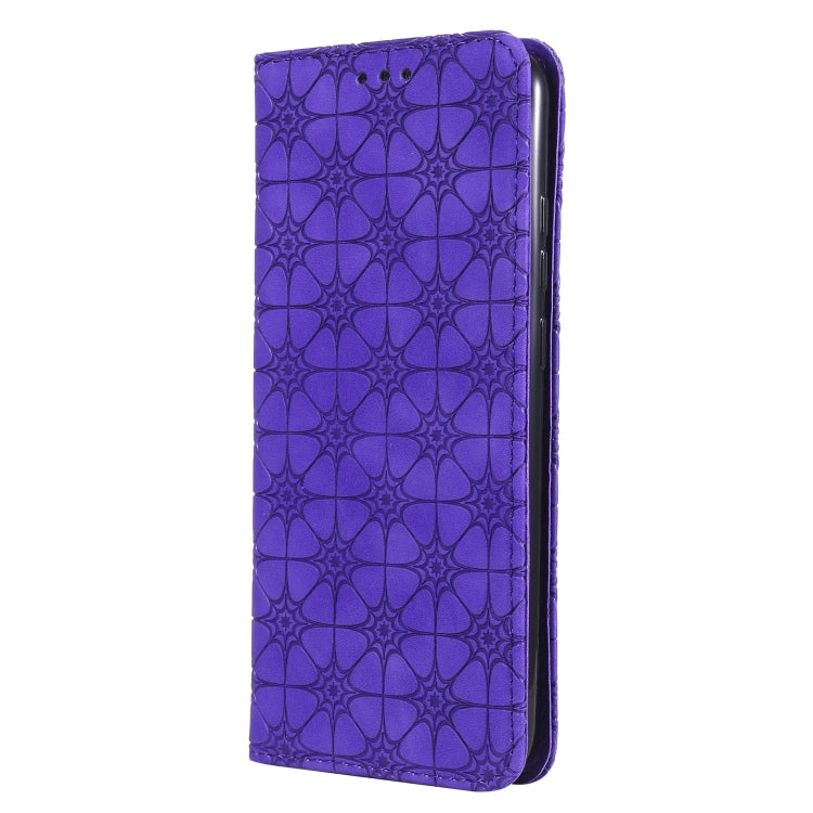 For Samsung Galaxy A02s (EU Version) Lucky Flowers Embossing Pattern Magnetic Horizontal Flip Leather Case with Holder & Card Slots