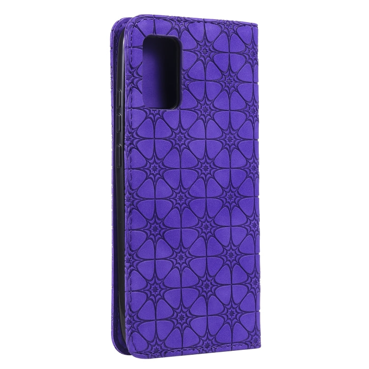 For Samsung Galaxy A02s (EU Version) Lucky Flowers Embossing Pattern Magnetic Horizontal Flip Leather Case with Holder & Card Slots