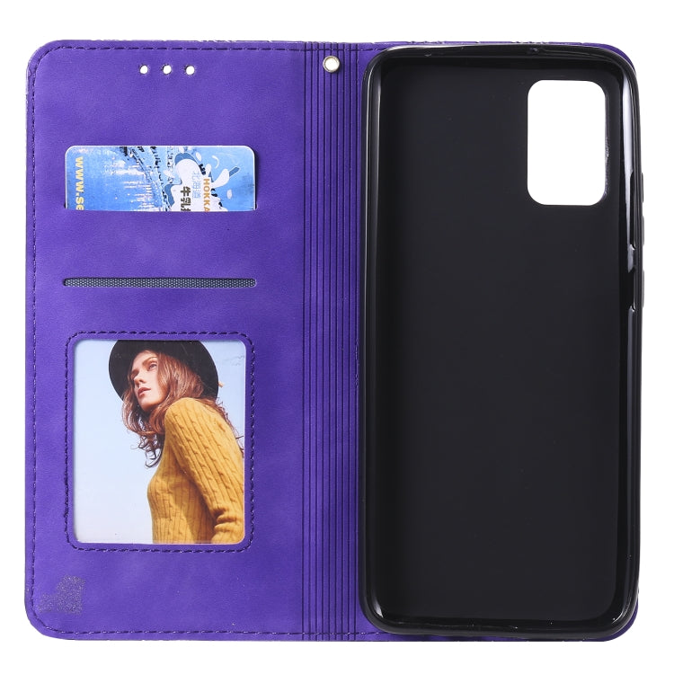 For Samsung Galaxy A02s (EU Version) Lucky Flowers Embossing Pattern Magnetic Horizontal Flip Leather Case with Holder & Card Slots