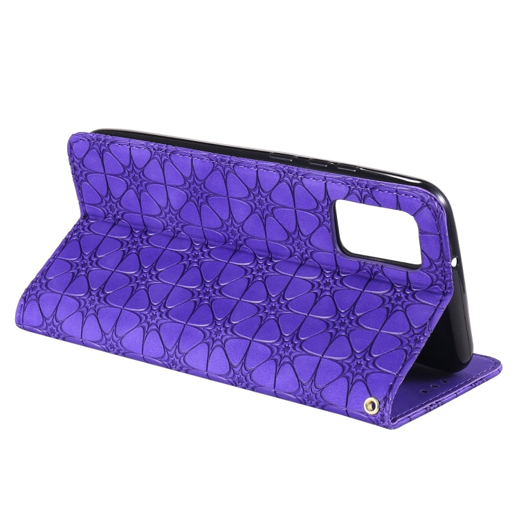 For Samsung Galaxy A02s (EU Version) Lucky Flowers Embossing Pattern Magnetic Horizontal Flip Leather Case with Holder & Card Slots