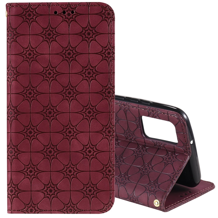For Samsung Galaxy A02s (EU Version) Lucky Flowers Embossing Pattern Magnetic Horizontal Flip Leather Case with Holder & Card Slots