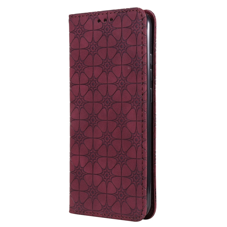 For Samsung Galaxy A02s (EU Version) Lucky Flowers Embossing Pattern Magnetic Horizontal Flip Leather Case with Holder & Card Slots