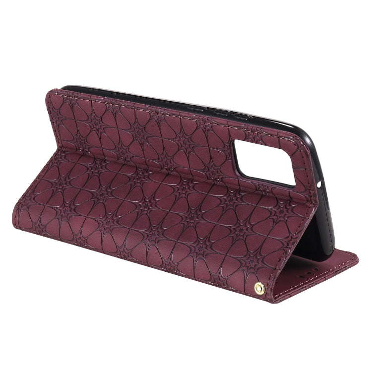 For Samsung Galaxy A02s (EU Version) Lucky Flowers Embossing Pattern Magnetic Horizontal Flip Leather Case with Holder & Card Slots