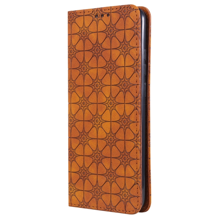 For Samsung Galaxy A02s Lucky Flowers Embossing Pattern Magnetic Horizontal Flip Leather Case with Holder & Card Slots