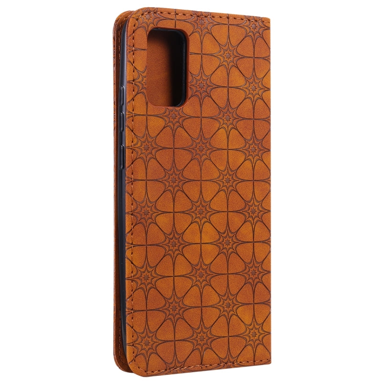 For Samsung Galaxy A02s Lucky Flowers Embossing Pattern Magnetic Horizontal Flip Leather Case with Holder & Card Slots