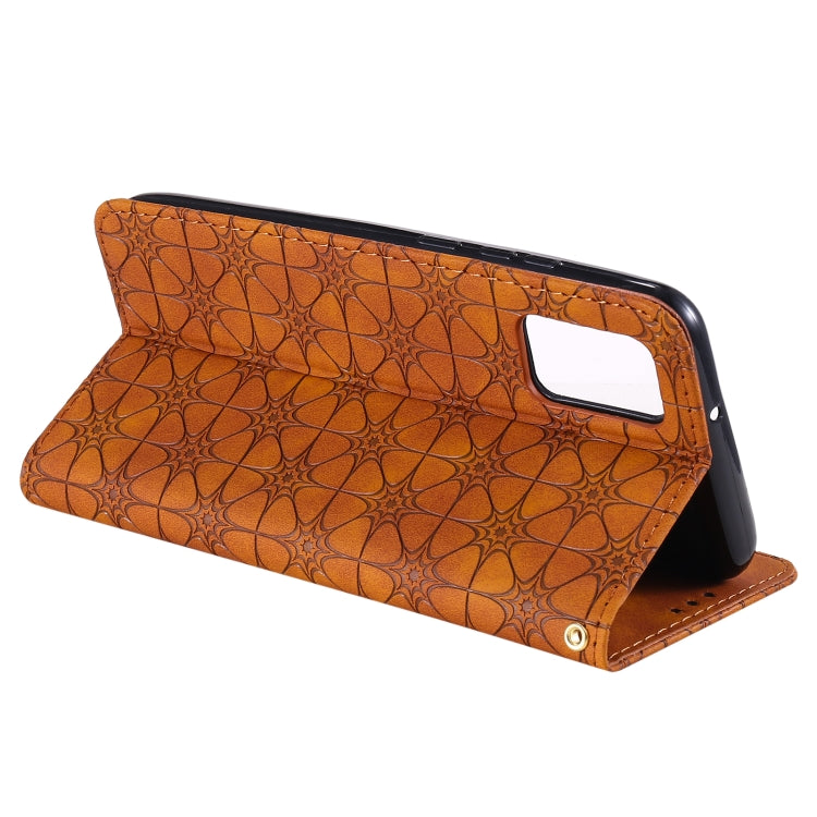 For Samsung Galaxy A02s Lucky Flowers Embossing Pattern Magnetic Horizontal Flip Leather Case with Holder & Card Slots