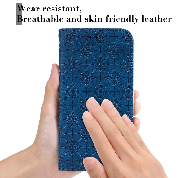 For Samsung Galaxy A02s Lucky Flowers Embossing Pattern Magnetic Horizontal Flip Leather Case with Holder & Card Slots