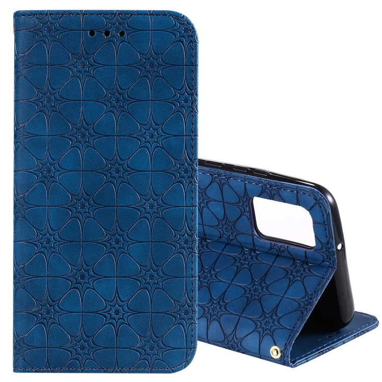 For Samsung Galaxy A02s Lucky Flowers Embossing Pattern Magnetic Horizontal Flip Leather Case with Holder & Card Slots