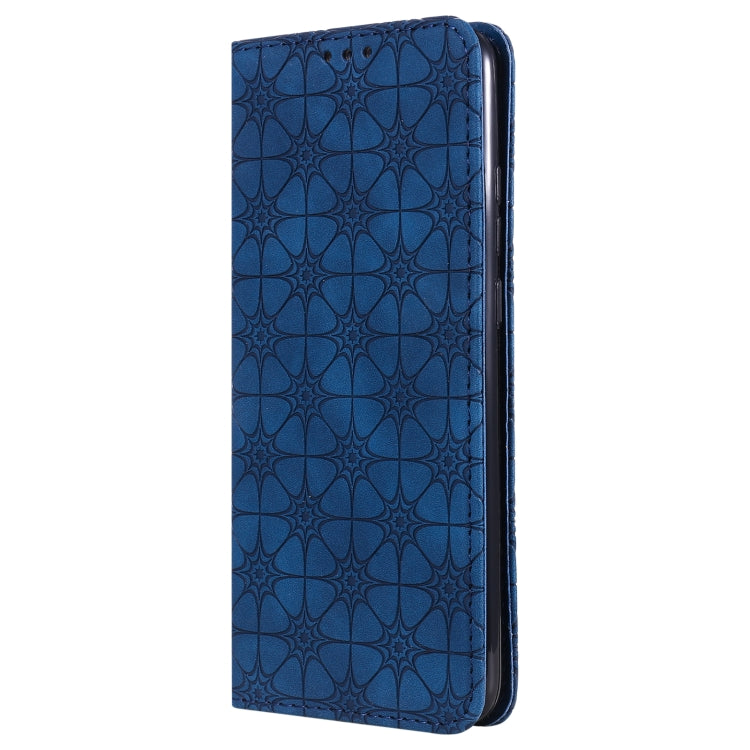 For Samsung Galaxy A02s Lucky Flowers Embossing Pattern Magnetic Horizontal Flip Leather Case with Holder & Card Slots