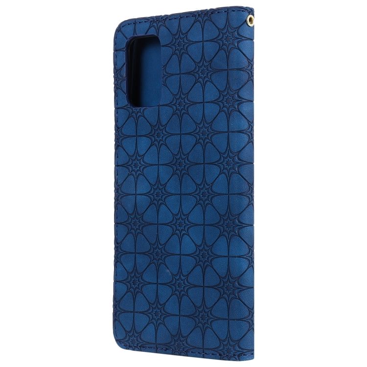 For Samsung Galaxy A02s Lucky Flowers Embossing Pattern Magnetic Horizontal Flip Leather Case with Holder & Card Slots