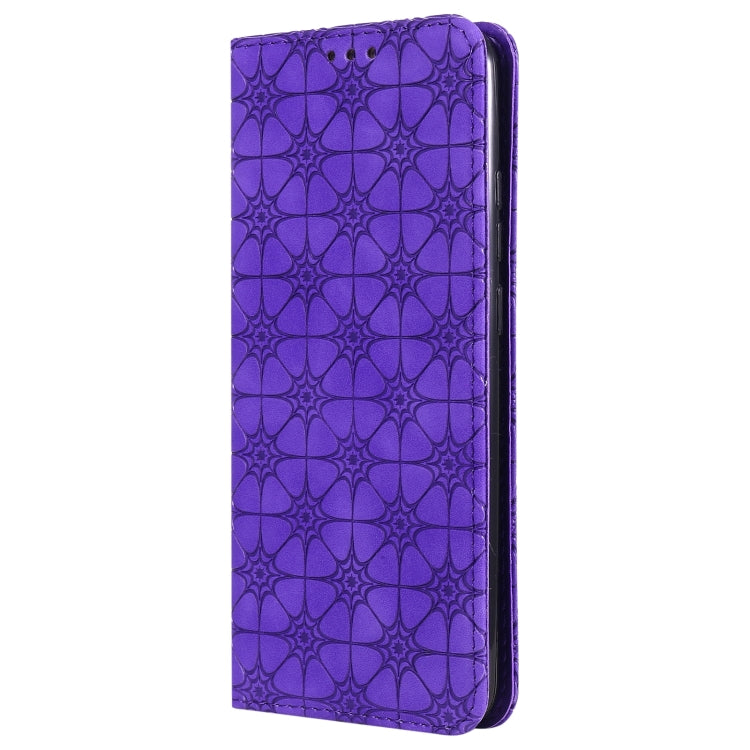 For Samsung Galaxy A02s Lucky Flowers Embossing Pattern Magnetic Horizontal Flip Leather Case with Holder & Card Slots