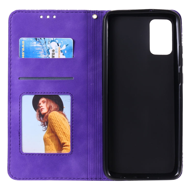 For Samsung Galaxy A02s Lucky Flowers Embossing Pattern Magnetic Horizontal Flip Leather Case with Holder & Card Slots