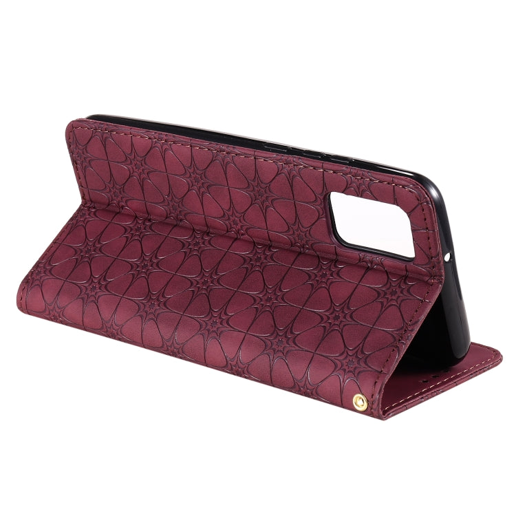 For Samsung Galaxy A02s Lucky Flowers Embossing Pattern Magnetic Horizontal Flip Leather Case with Holder & Card Slots