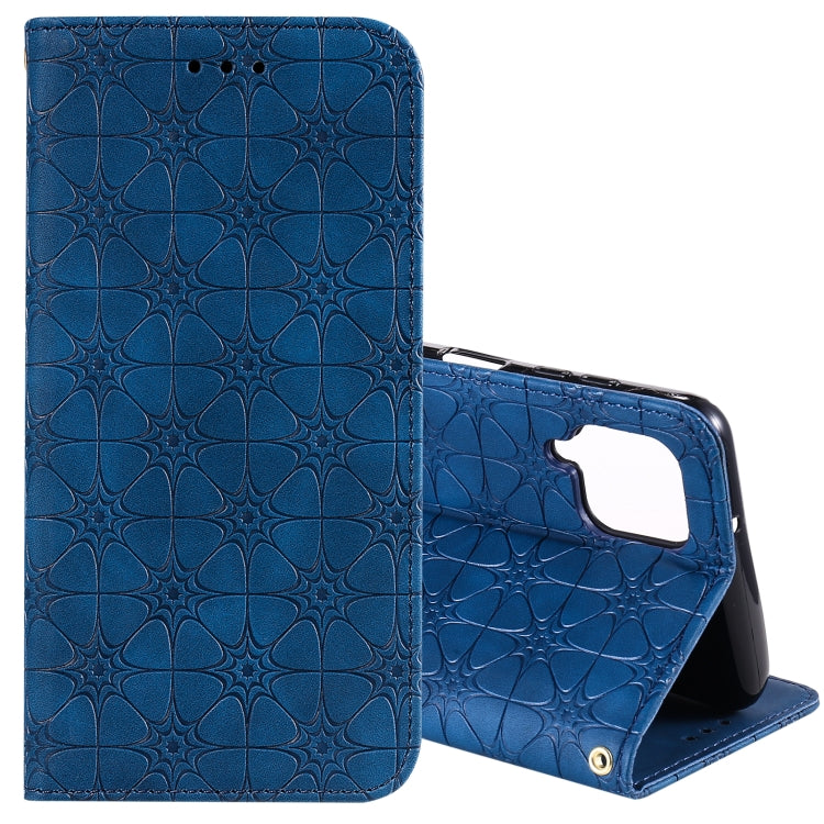 For Samsung Galaxy A12 Lucky Flowers Embossing Pattern Magnetic Horizontal Flip Leather Case with Holder & Card Slots