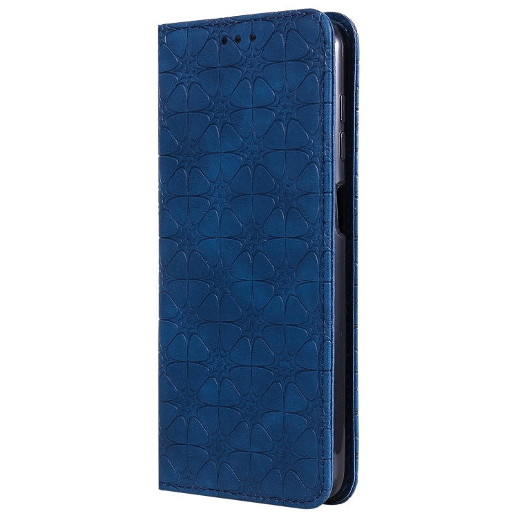 For Samsung Galaxy A12 Lucky Flowers Embossing Pattern Magnetic Horizontal Flip Leather Case with Holder & Card Slots