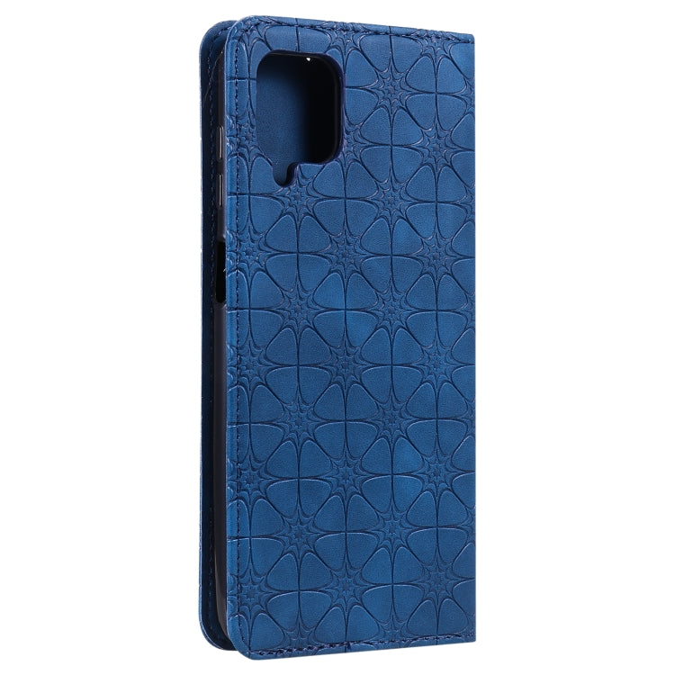 For Samsung Galaxy A12 Lucky Flowers Embossing Pattern Magnetic Horizontal Flip Leather Case with Holder & Card Slots