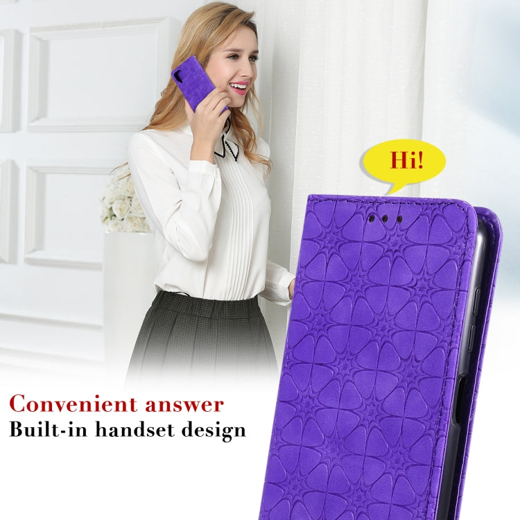 For Samsung Galaxy A12 Lucky Flowers Embossing Pattern Magnetic Horizontal Flip Leather Case with Holder & Card Slots