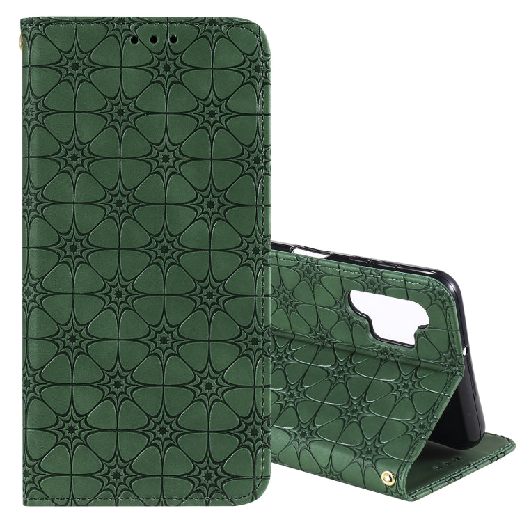 For Samsung Galaxy A32 5G Lucky Flowers Embossing Pattern Magnetic Horizontal Flip Leather Case with Holder & Card Slots