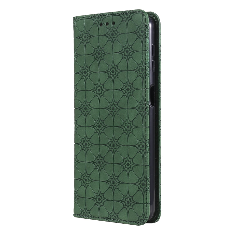 For Samsung Galaxy A32 5G Lucky Flowers Embossing Pattern Magnetic Horizontal Flip Leather Case with Holder & Card Slots