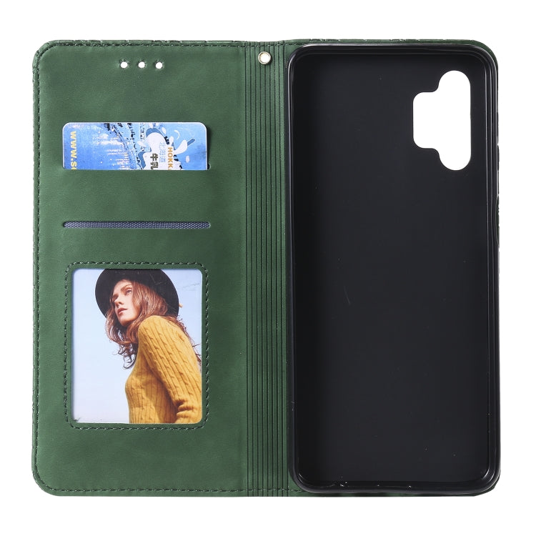 For Samsung Galaxy A32 5G Lucky Flowers Embossing Pattern Magnetic Horizontal Flip Leather Case with Holder & Card Slots