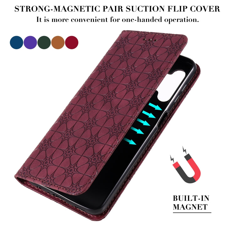 For Samsung Galaxy A32 5G Lucky Flowers Embossing Pattern Magnetic Horizontal Flip Leather Case with Holder & Card Slots