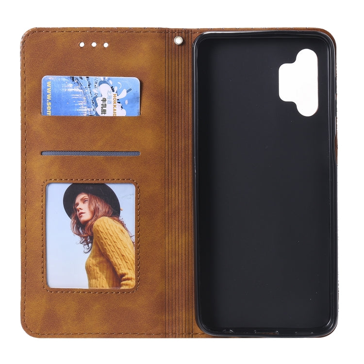 For Samsung Galaxy A32 5G Lucky Flowers Embossing Pattern Magnetic Horizontal Flip Leather Case with Holder & Card Slots