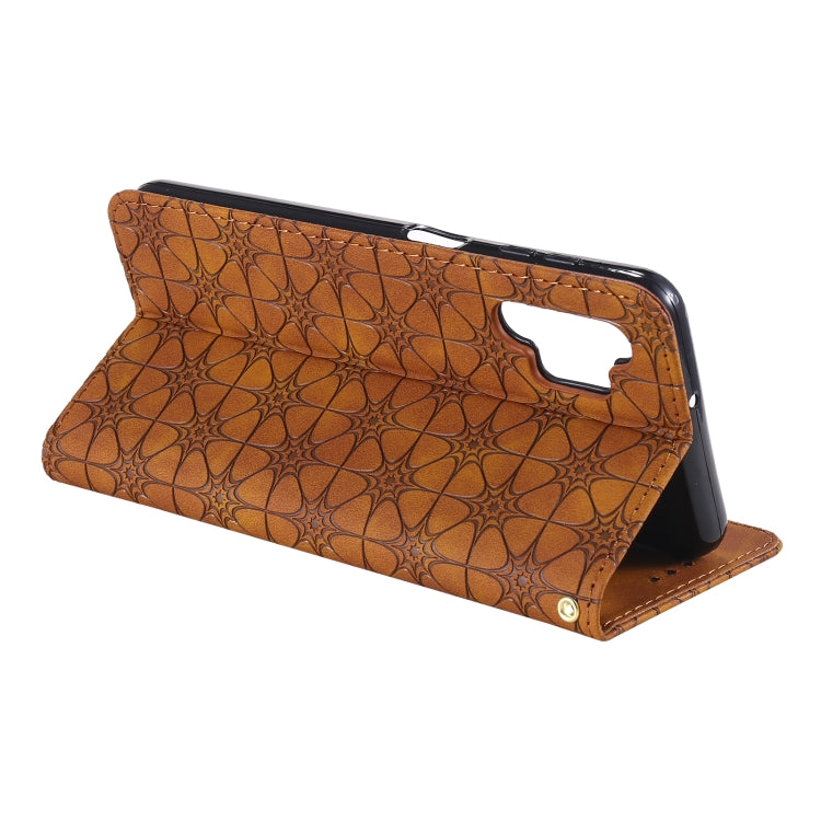 For Samsung Galaxy A32 5G Lucky Flowers Embossing Pattern Magnetic Horizontal Flip Leather Case with Holder & Card Slots