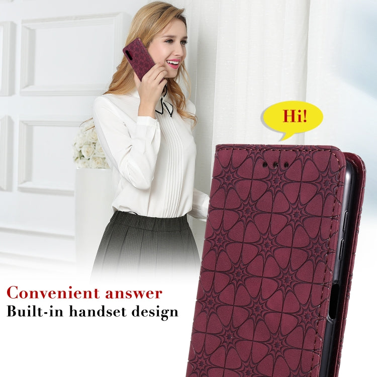 For Samsung Galaxy A32 5G Lucky Flowers Embossing Pattern Magnetic Horizontal Flip Leather Case with Holder & Card Slots