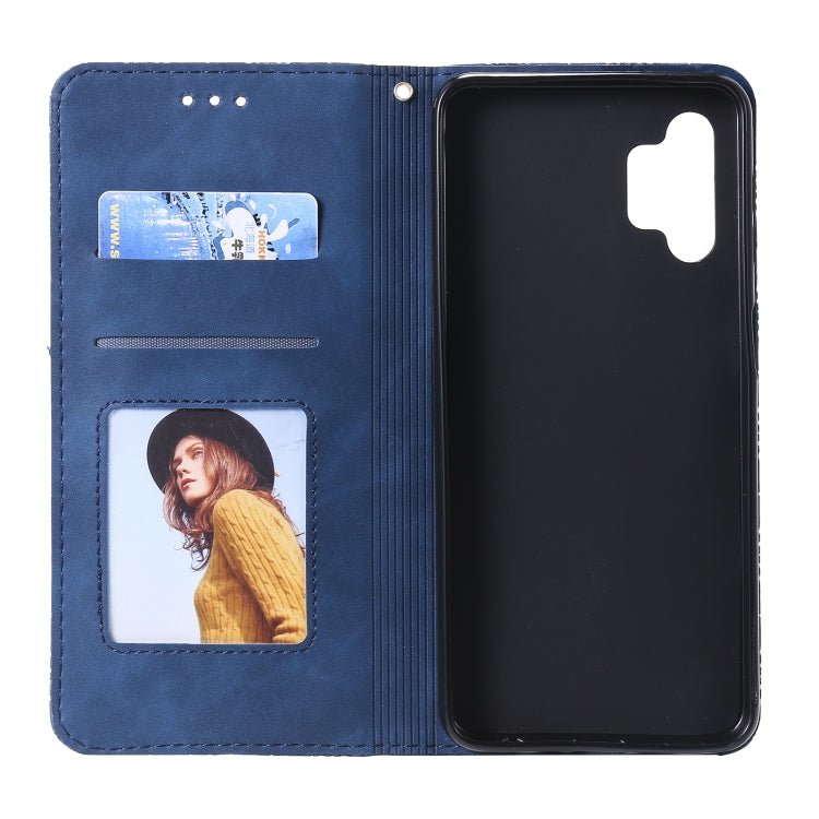 For Samsung Galaxy A32 5G Lucky Flowers Embossing Pattern Magnetic Horizontal Flip Leather Case with Holder & Card Slots