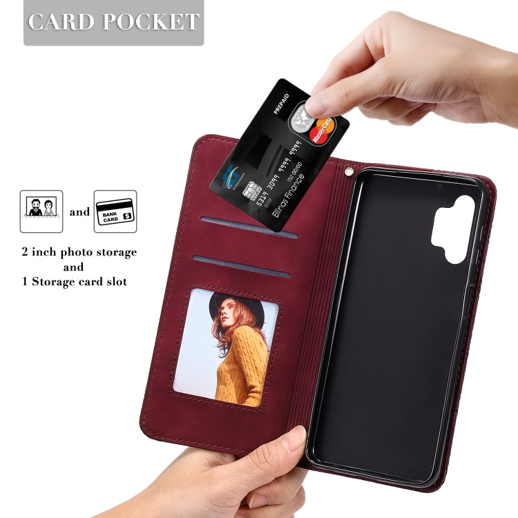 For Samsung Galaxy A32 5G Lucky Flowers Embossing Pattern Magnetic Horizontal Flip Leather Case with Holder & Card Slots