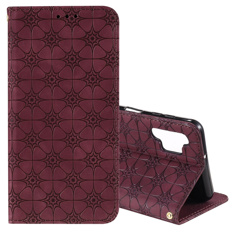 For Samsung Galaxy A32 5G Lucky Flowers Embossing Pattern Magnetic Horizontal Flip Leather Case with Holder & Card Slots