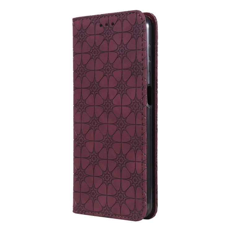 For Samsung Galaxy A32 5G Lucky Flowers Embossing Pattern Magnetic Horizontal Flip Leather Case with Holder & Card Slots