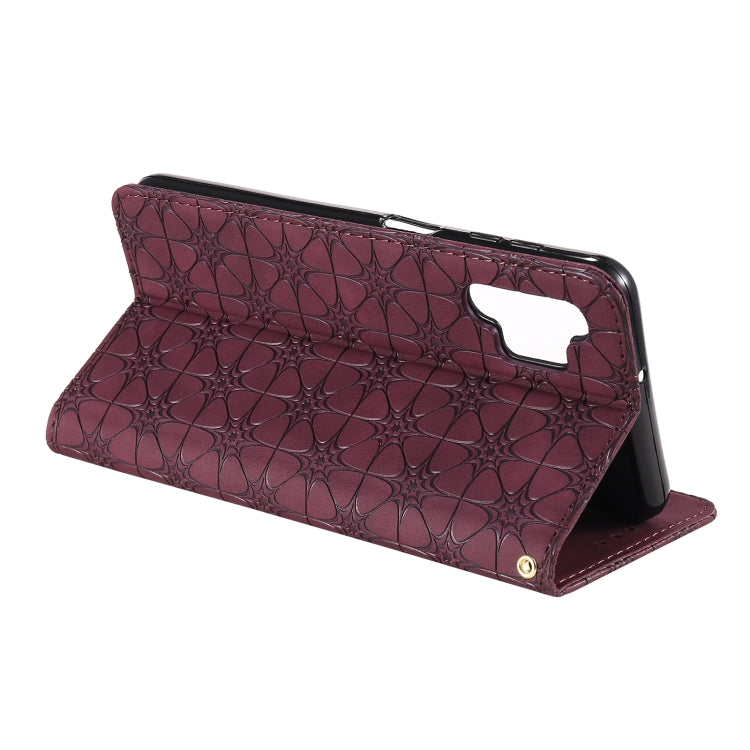 For Samsung Galaxy A32 5G Lucky Flowers Embossing Pattern Magnetic Horizontal Flip Leather Case with Holder & Card Slots