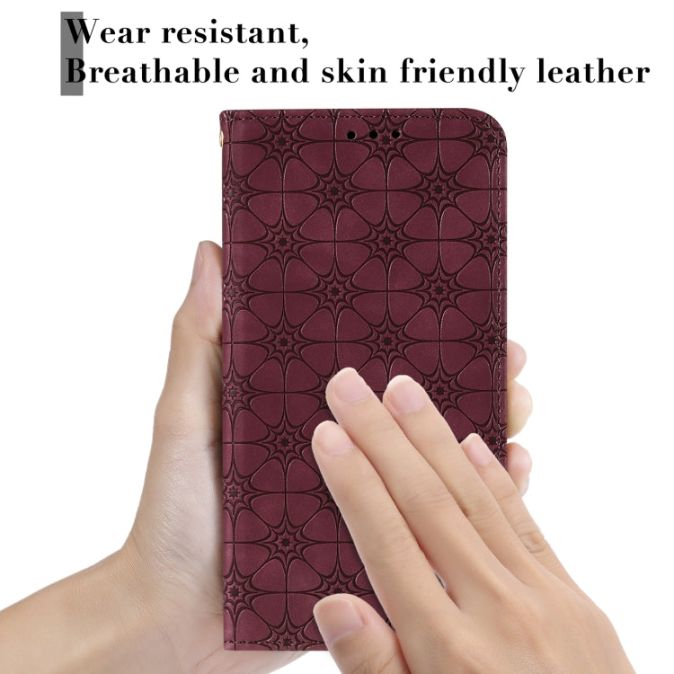 For Samsung Galaxy A32 5G Lucky Flowers Embossing Pattern Magnetic Horizontal Flip Leather Case with Holder & Card Slots