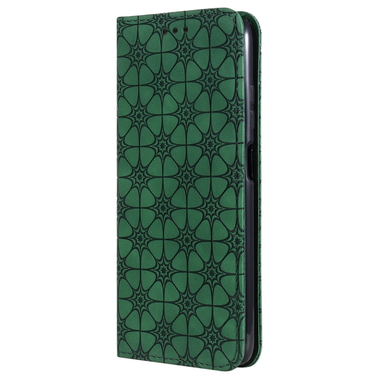 For Xiaomi Redmi Note 9 5G (CN Version) / Note 9T 5G Lucky Flowers Embossing Pattern Magnetic Horizontal Flip Leather Case with Holder & Card Slots