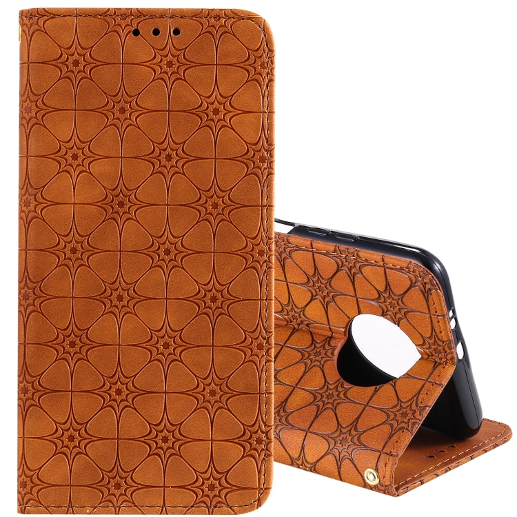 For Xiaomi Redmi Note 9 5G (CN Version) / Note 9T 5G Lucky Flowers Embossing Pattern Magnetic Horizontal Flip Leather Case with Holder & Card Slots