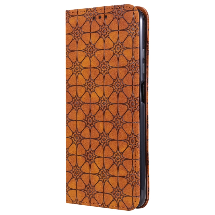 For Xiaomi Redmi Note 9 5G (CN Version) / Note 9T 5G Lucky Flowers Embossing Pattern Magnetic Horizontal Flip Leather Case with Holder & Card Slots