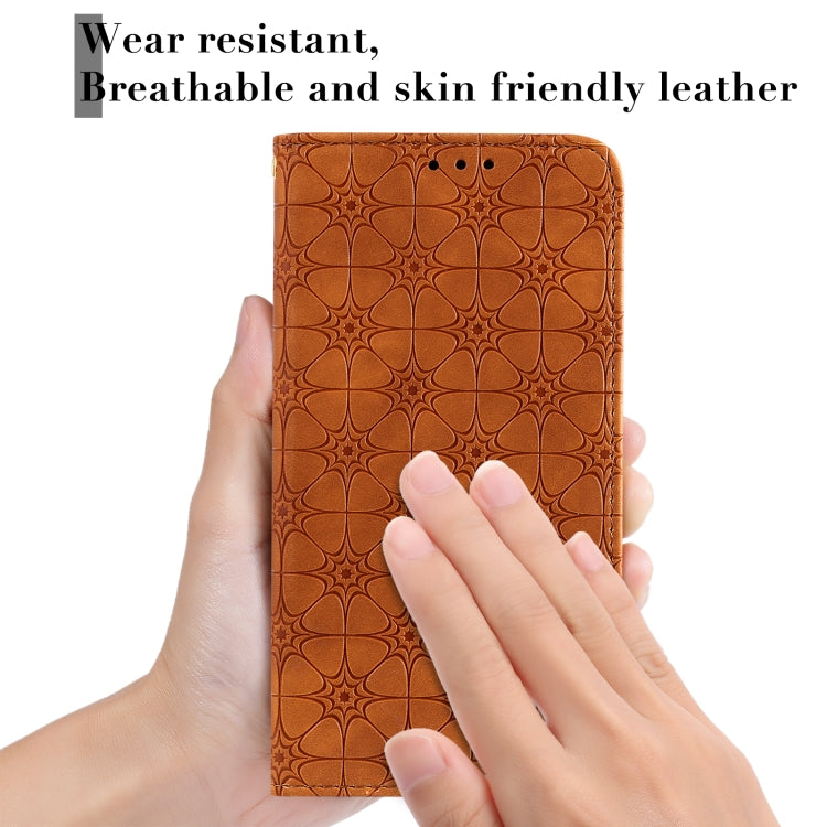 For Xiaomi Redmi Note 9 5G (CN Version) / Note 9T 5G Lucky Flowers Embossing Pattern Magnetic Horizontal Flip Leather Case with Holder & Card Slots