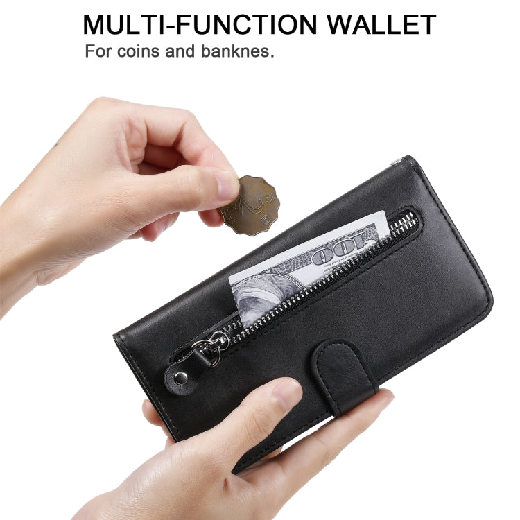 For Xiaomi Redmi Note 9 5G (CN Version) / Note 9T 5G Fashion Calf Texture Zipper Horizontal Flip Leather Case with Holder & Card Slots & Wallet