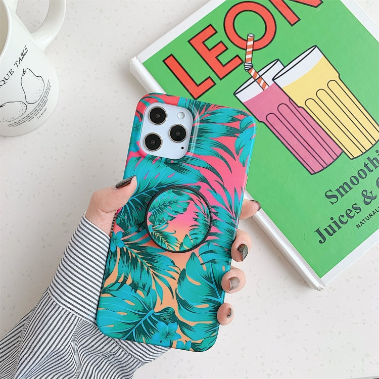 For iPhone 11 Shockproof IMD TPU Protective Case with Folding Holder
