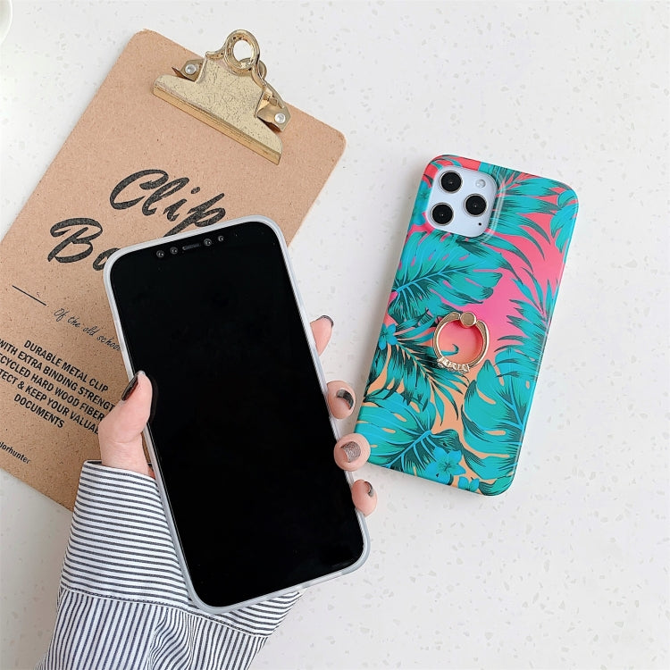 For iPhone 12 / 12 Pro Shockproof IMD TPU Protective Case with Ring Holder