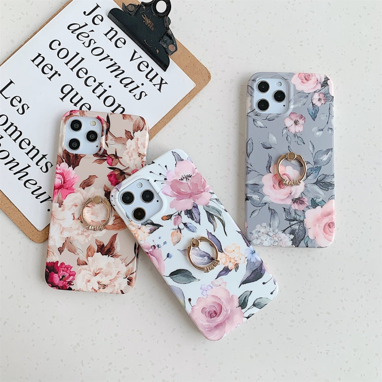 For iPhone 11 Pro Max Shockproof IMD TPU Protective Case with Ring Holder