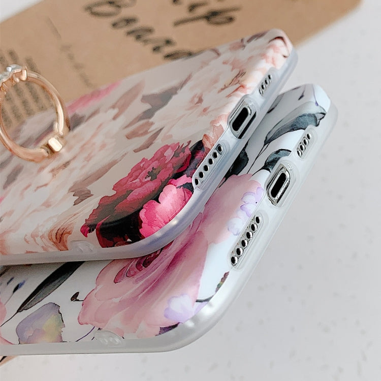 For iPhone 12 / 12 Pro Shockproof IMD TPU Protective Case with Ring Holder
