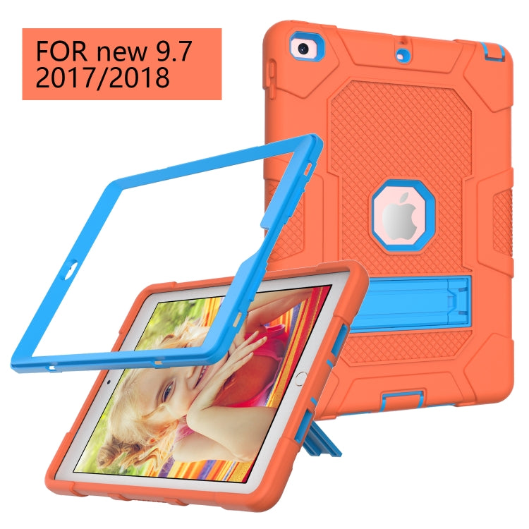 Contrast Color Robot Shockproof Silicone + PC Protective Case with Holder For iPad 9.7 (2018 / 2017)