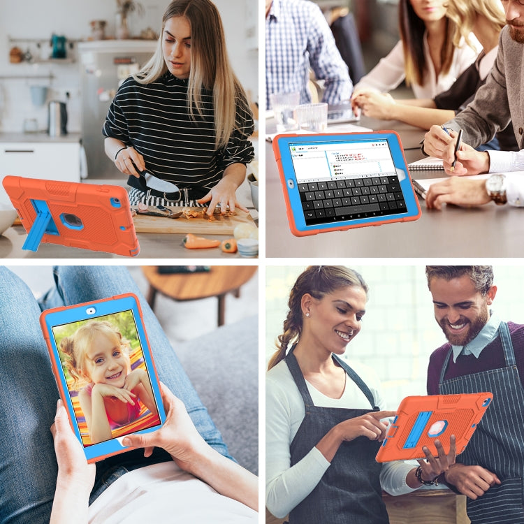 Contrast Color Robot Shockproof Silicone + PC Protective Case with Holder For iPad 9.7 (2018 / 2017)