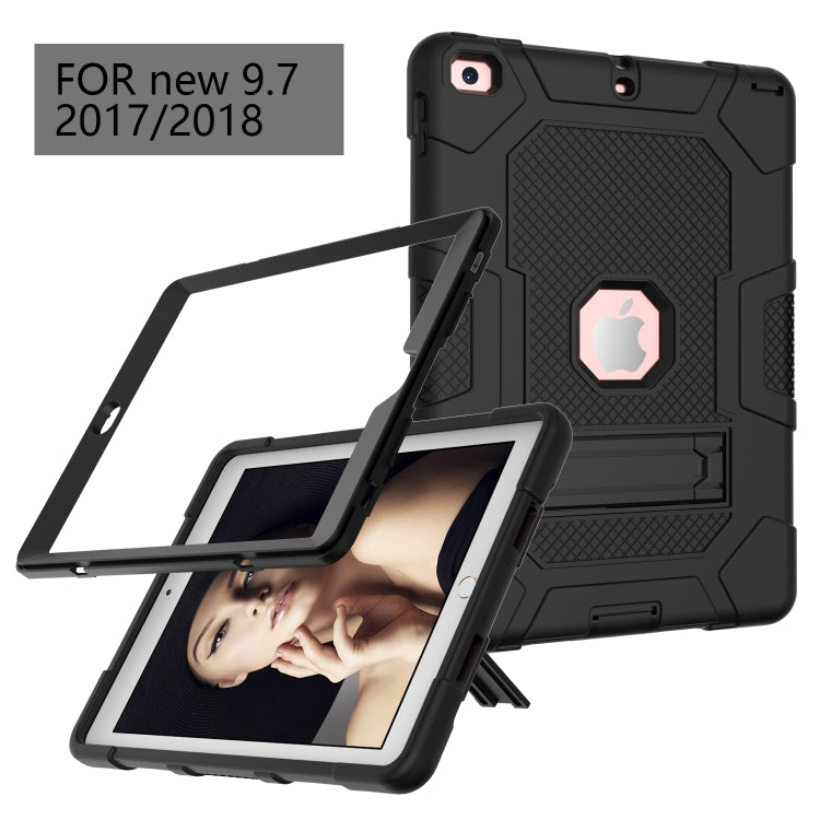 Contrast Color Robot Shockproof Silicone + PC Protective Case with Holder For iPad 9.7 (2018 / 2017)