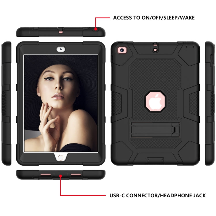 Contrast Color Robot Shockproof Silicone + PC Protective Case with Holder For iPad 9.7 (2018 / 2017)