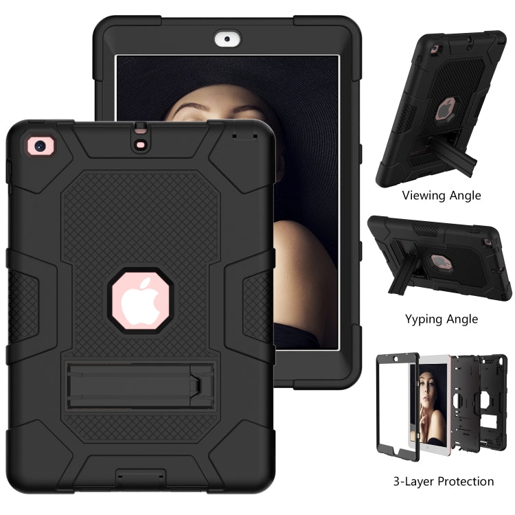 Contrast Color Robot Shockproof Silicone + PC Protective Case with Holder For iPad 9.7 (2018 / 2017)